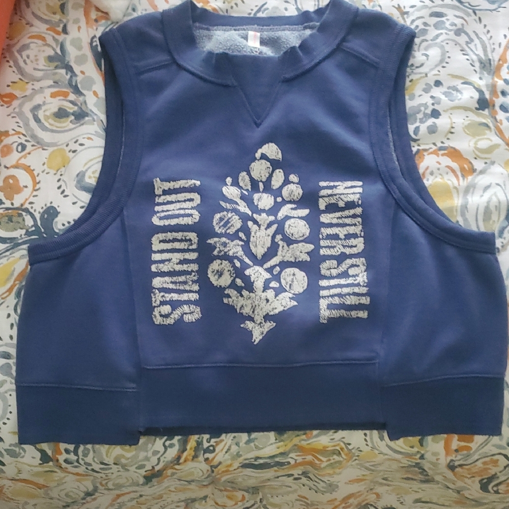 Free People Blue and White Tank Top